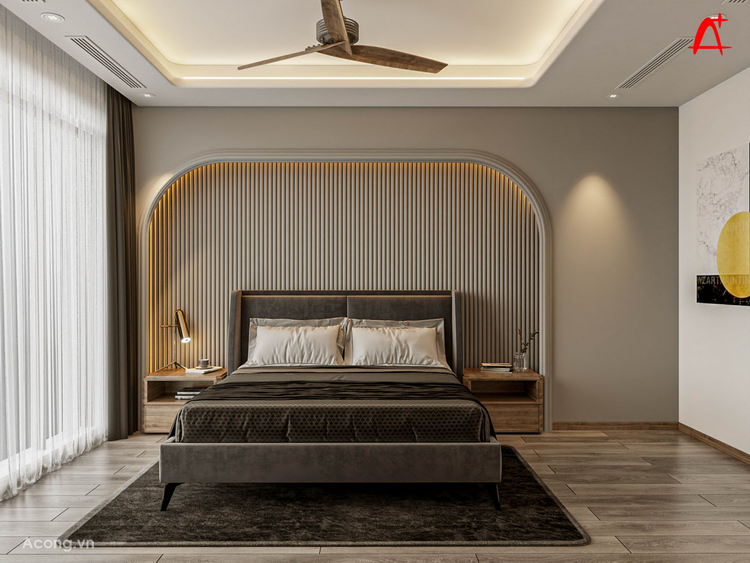 Thiết kế nội thất nhà lô phố 5 tầng Trần Duy Hưng: phòng ngủ nhỏ